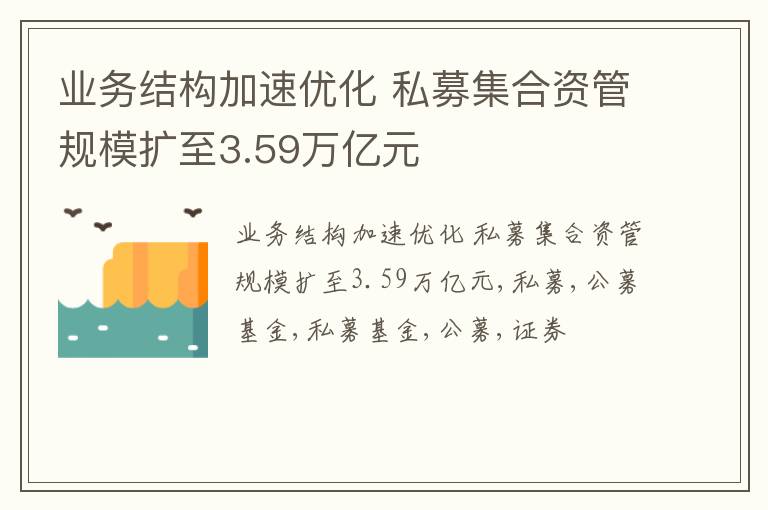 业务结构加速优化 私募集合资管规模扩至3.59万亿元