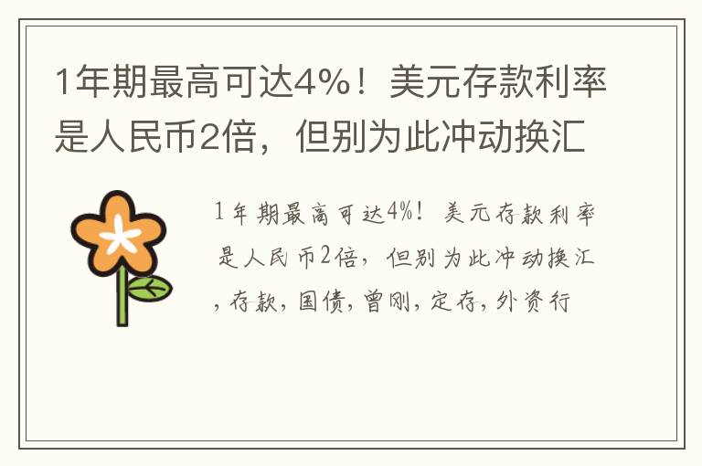 1年期最高可达4%！美元存款利率是人民币2倍，但别为此冲动换汇