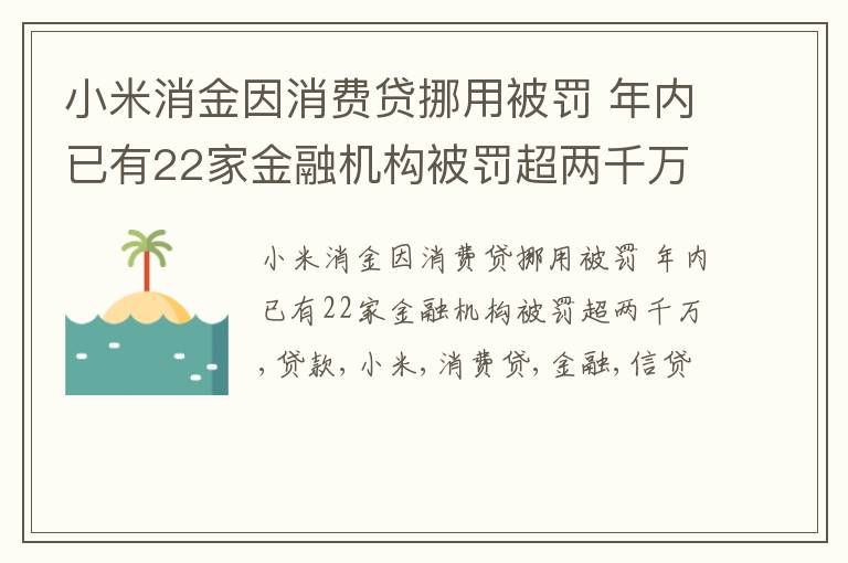 小米消金因消费贷挪用被罚 年内已有22家金融机构被罚超两千万