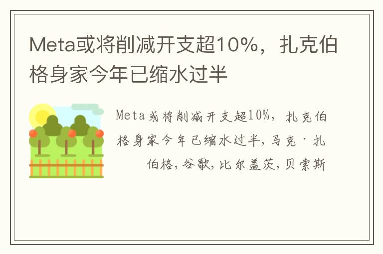 Meta或将削减开支超10%，扎克伯格身家今年已缩水过半