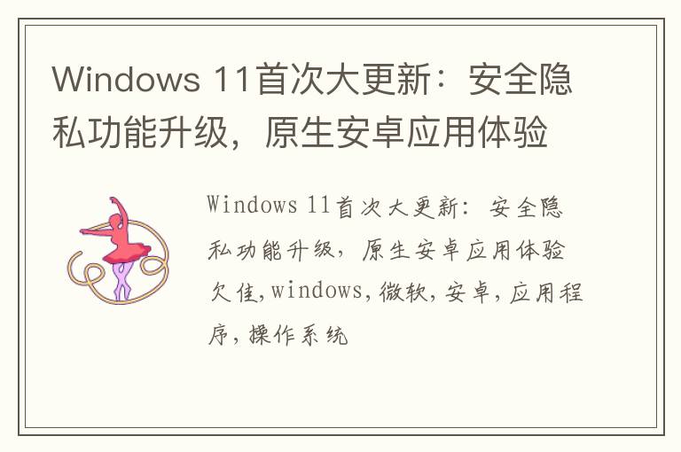Windows 11首次大更新：安全隐私功能升级，原生安卓应用体验欠佳