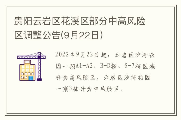 贵阳云岩区花溪区部分中高风险区调整公告(9月22日)