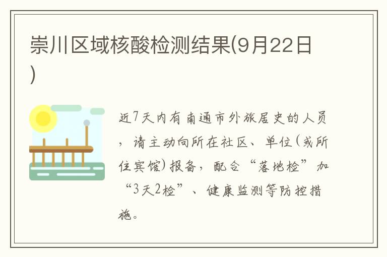 崇川区域核酸检测结果(9月22日)