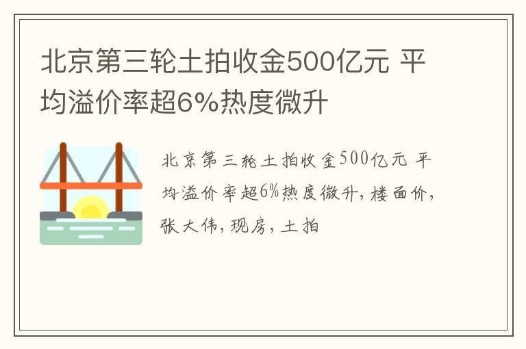 北京第三轮土拍收金500亿元 平均溢价率超6%热度微升