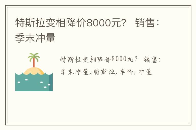 特斯拉变相降价8000元？ 销售：季末冲量