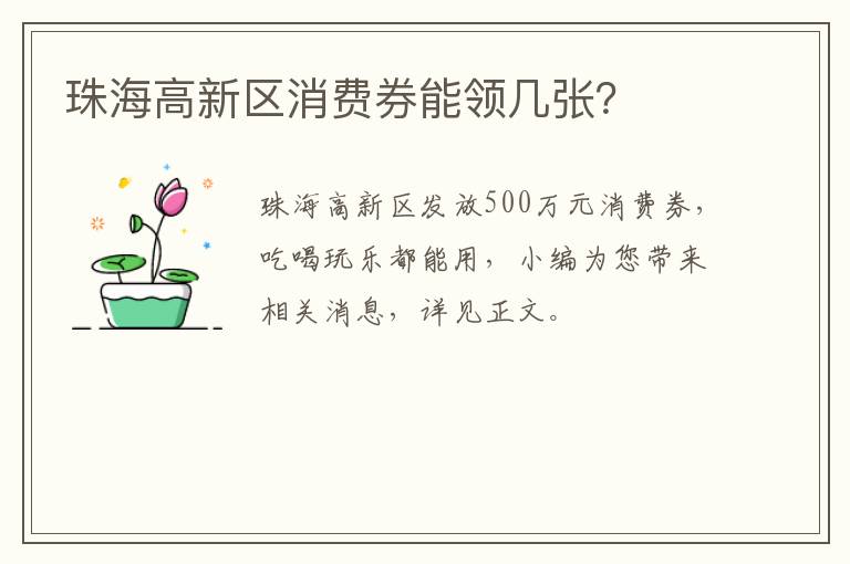 珠海高新区消费券能领几张？