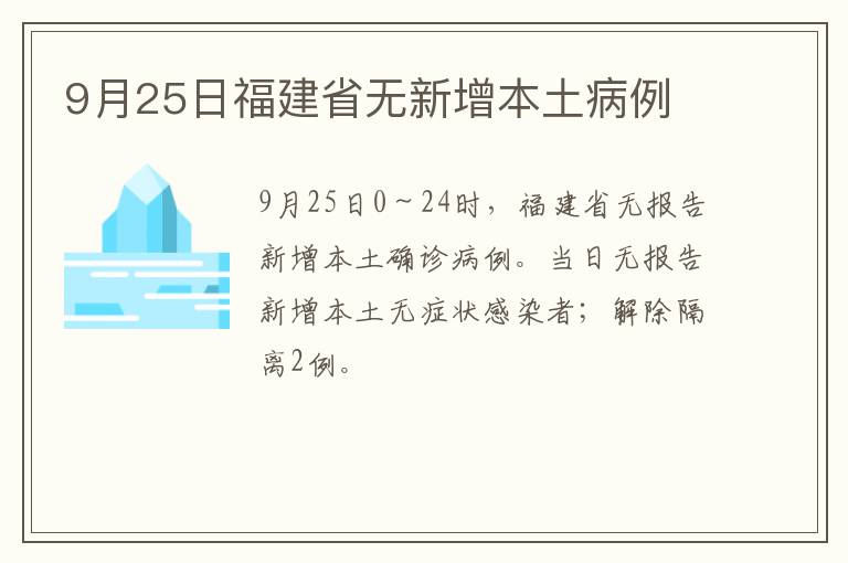 9月25日福建省无新增本土病例