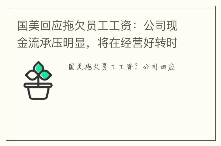 国美回应拖欠员工工资：公司现金流承压明显，将在经营好转时补足