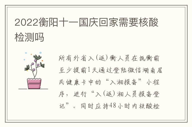 2022衡阳十一国庆回家需要核酸检测吗