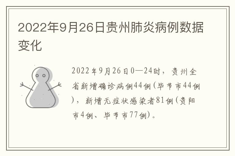 2022年9月26日贵州肺炎病例数据变化
