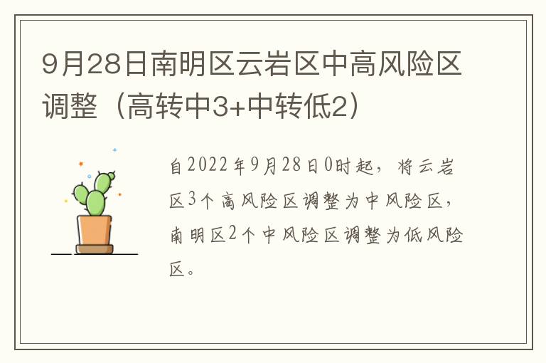 9月28日南明区云岩区中高风险区调整（高转中3+中转低2）