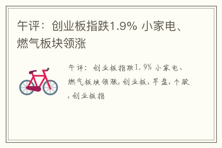 午评：创业板指跌1.9% 小家电、燃气板块领涨