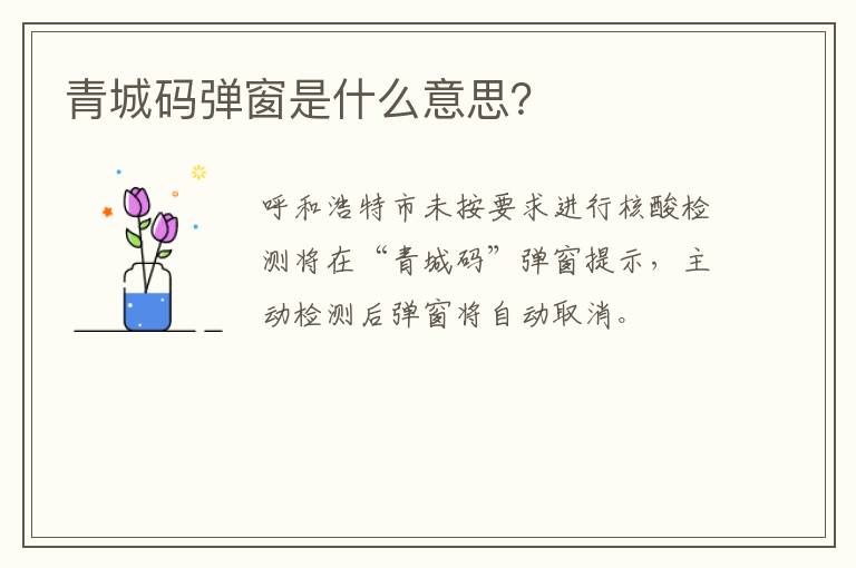 青城码弹窗是什么意思？