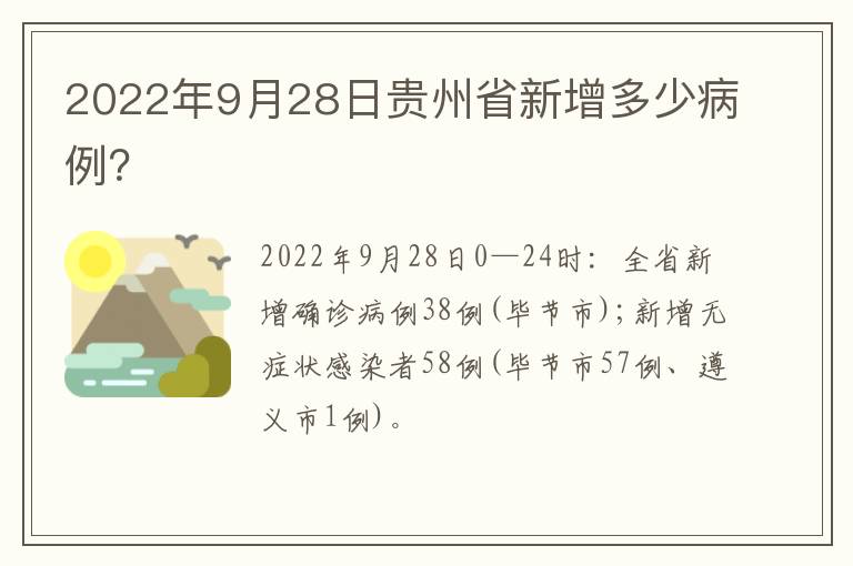 2022年9月28日贵州省新增多少病例？