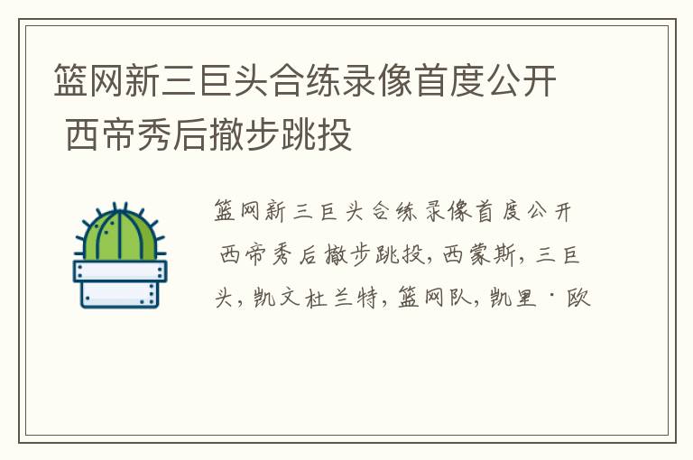 篮网新三巨头合练录像首度公开 西帝秀后撤步跳投