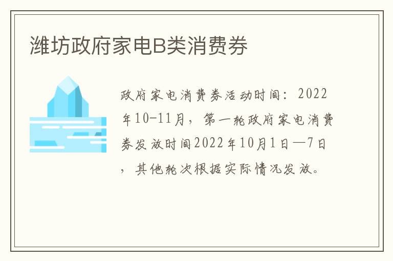 潍坊政府家电B类消费券