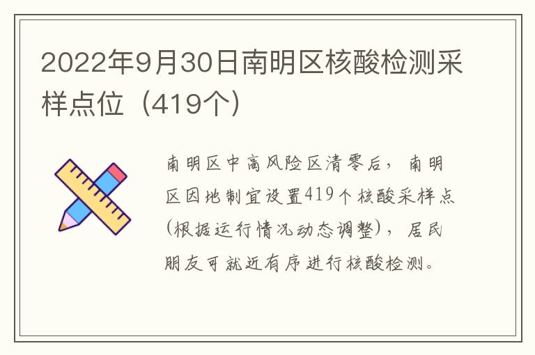 2022年9月30日南明区核酸检测采样点位（419个）