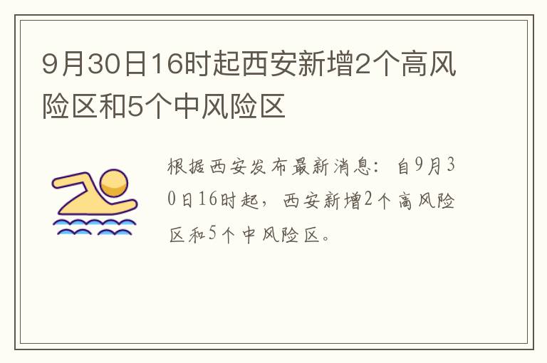 9月30日16时起西安新增2个高风险区和5个中风险区