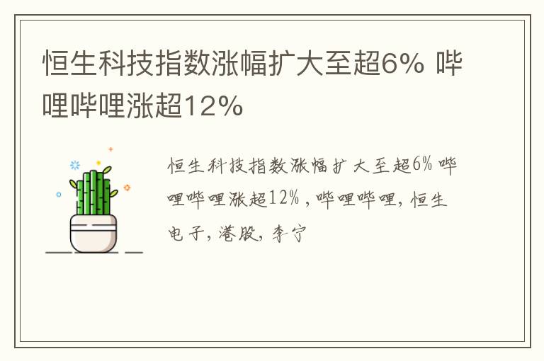 恒生科技指数涨幅扩大至超6% 哔哩哔哩涨超12%