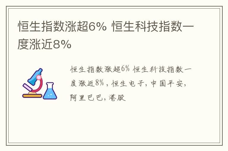 恒生指数涨超6% 恒生科技指数一度涨近8%