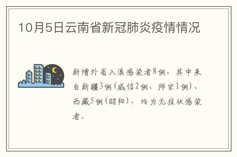 10月5日云南省新冠肺炎疫情情况