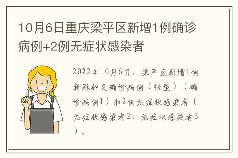 10月6日重庆梁平区新增1例确诊病例+2例无症状感染者