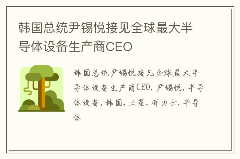 韩国总统尹锡悦接见全球最大半导体设备生产商CEO