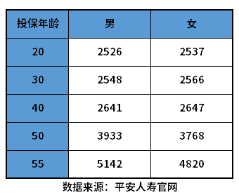 平安个人意外保险价格 附表