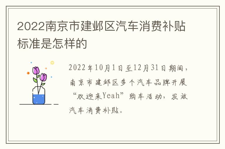 2022南京市建邺区汽车消费补贴标准是怎样的