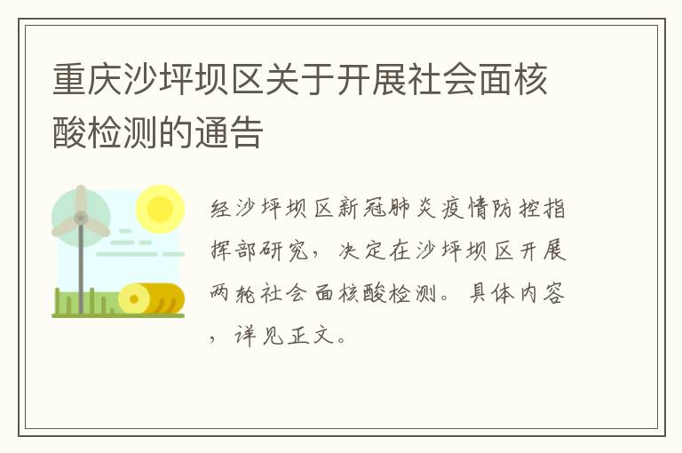 重庆沙坪坝区关于开展社会面核酸检测的通告