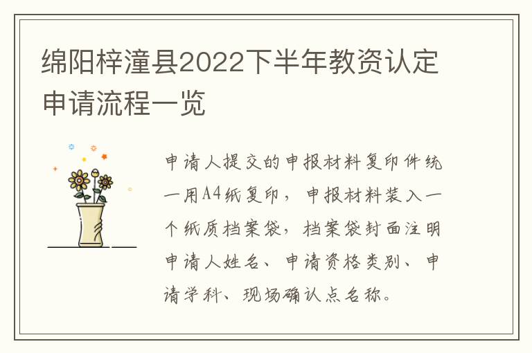 绵阳梓潼县2022下半年教资认定申请流程一览