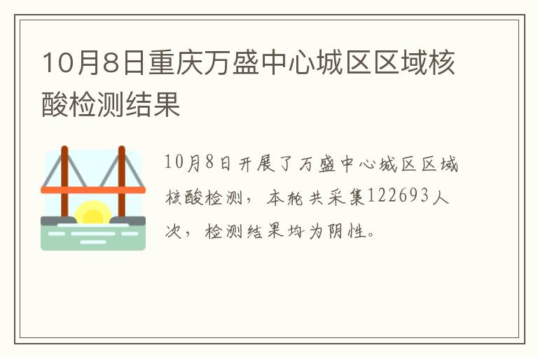 10月8日重庆万盛中心城区区域核酸检测结果