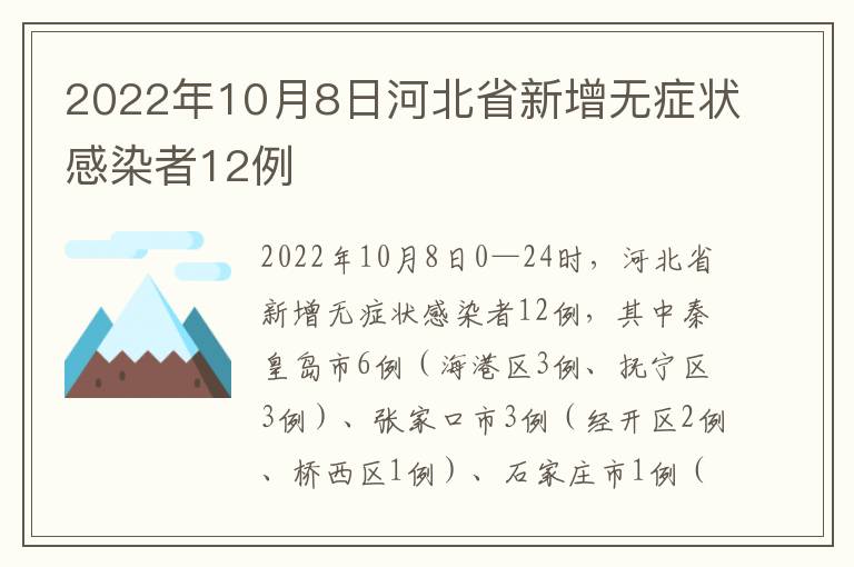 2022年10月8日河北省新增无症状感染者12例