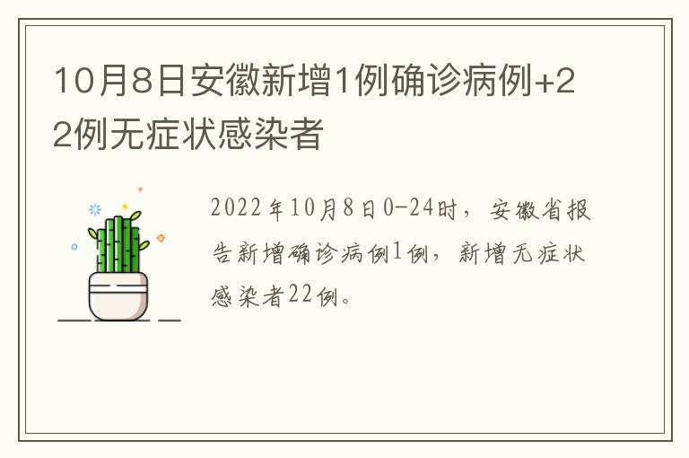 10月8日安徽新增1例确诊病例+22例无症状感染者