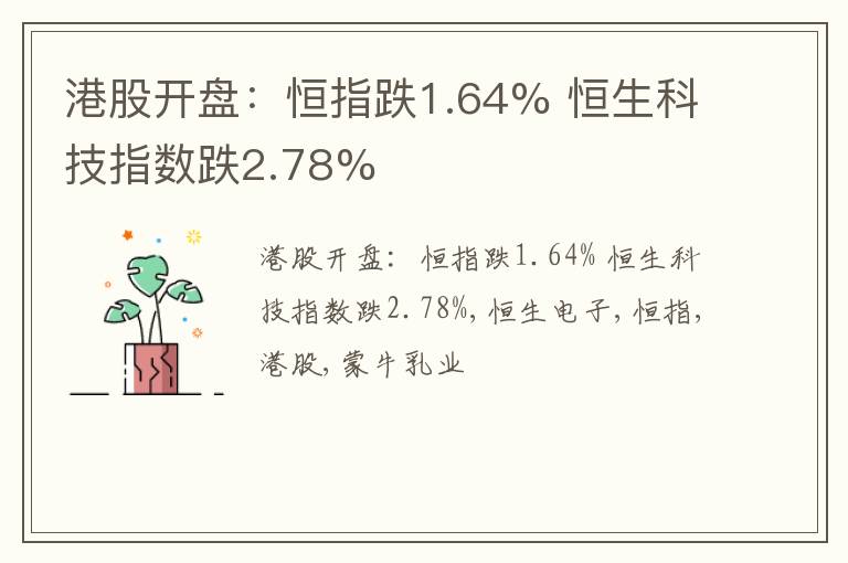 港股开盘：恒指跌1.64% 恒生科技指数跌2.78%