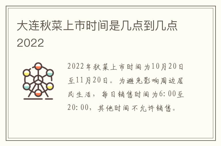 大连秋菜上市时间是几点到几点2022