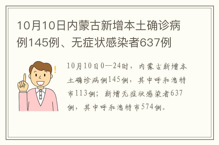 10月10日内蒙古新增本土确诊病例145例、无症状感染者637例