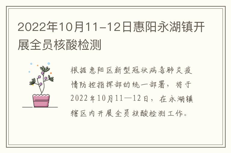 2022年10月11-12日惠阳永湖镇开展全员核酸检测