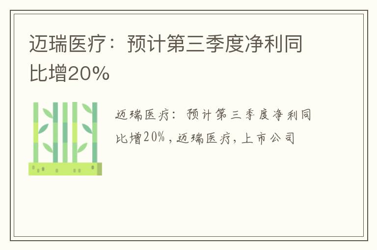 迈瑞医疗：预计第三季度净利同比增20%