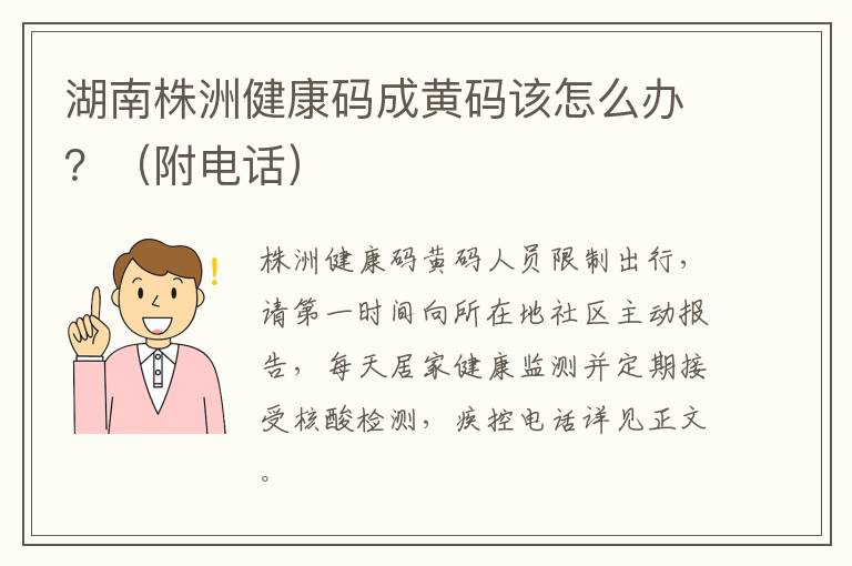 湖南株洲健康码成黄码该怎么办？（附电话）