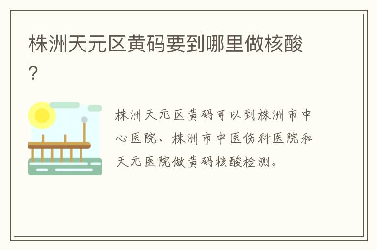 株洲天元区黄码要到哪里做核酸？