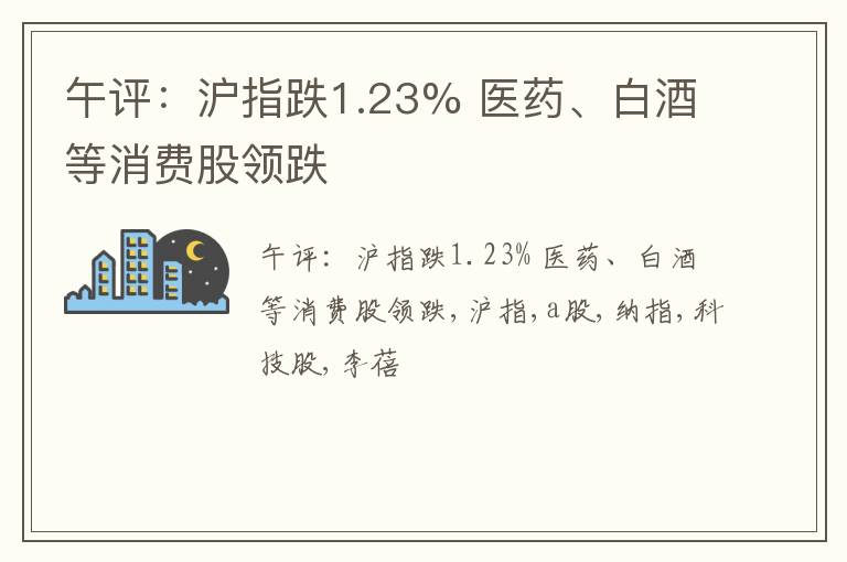 午评：沪指跌1.23% 医药、白酒等消费股领跌