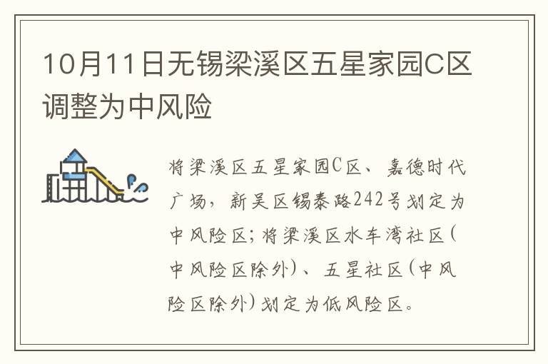 10月11日无锡梁溪区五星家园C区调整为中风险