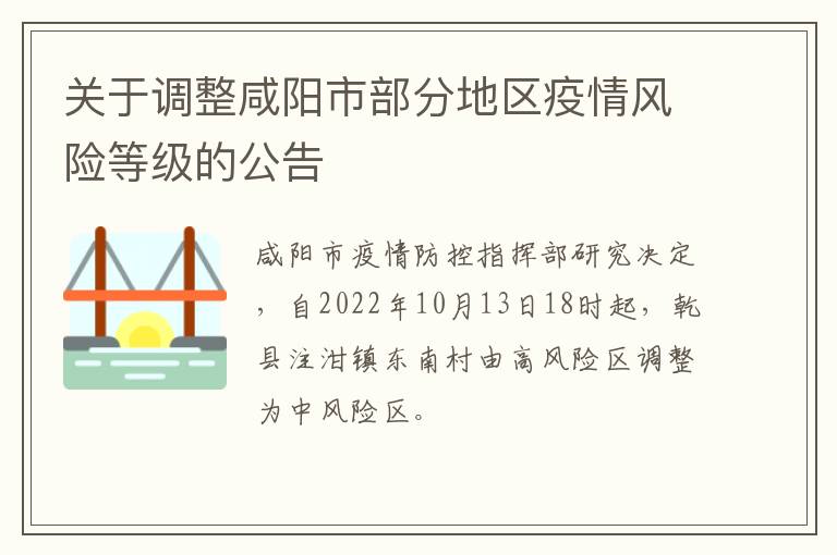 关于调整咸阳市部分地区疫情风险等级的公告
