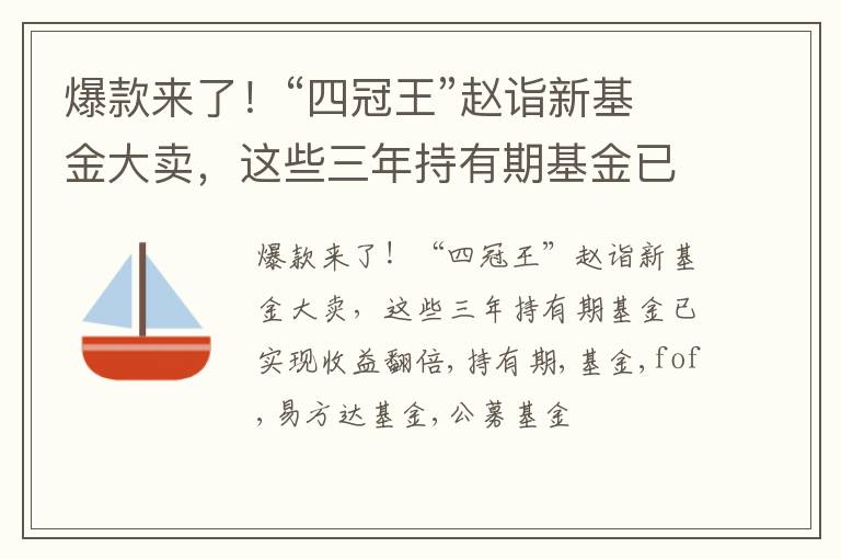 爆款来了！“四冠王”赵诣新基金大卖，这些三年持有期基金已实现收益翻倍