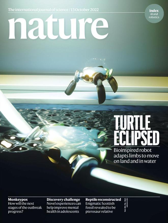 耶鲁两栖机器龟登Nature封面，一种部件搞定水上、陆地行动