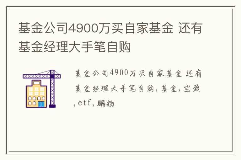 基金公司4900万买自家基金 还有基金经理大手笔自购