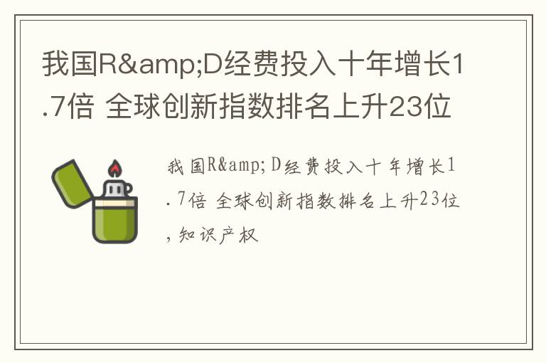 我国R&D经费投入十年增长1.7倍 全球创新指数排名上升23位