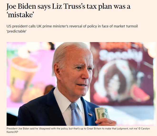 拜登对特拉斯发出“最严批评”