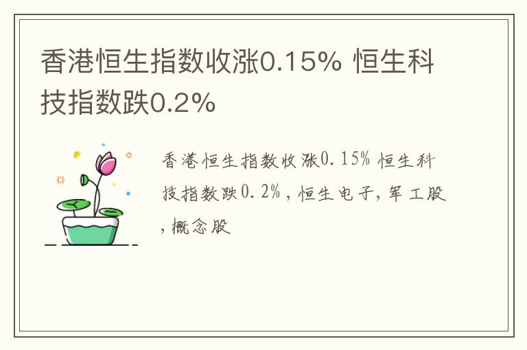 香港恒生指数收涨0.15% 恒生科技指数跌0.2%